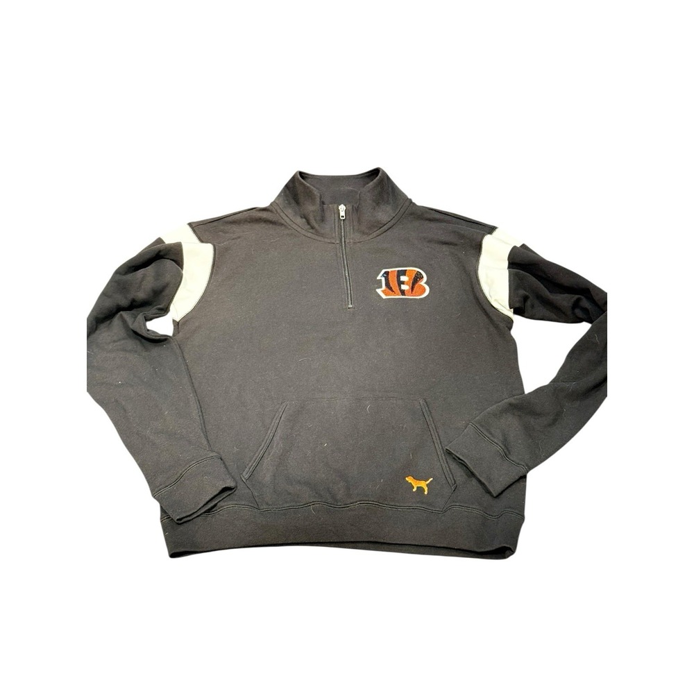 Victoria's Secret PINK S Cincinnati Bengals 1/4 Zip Pullover Sequined‎ Metallic